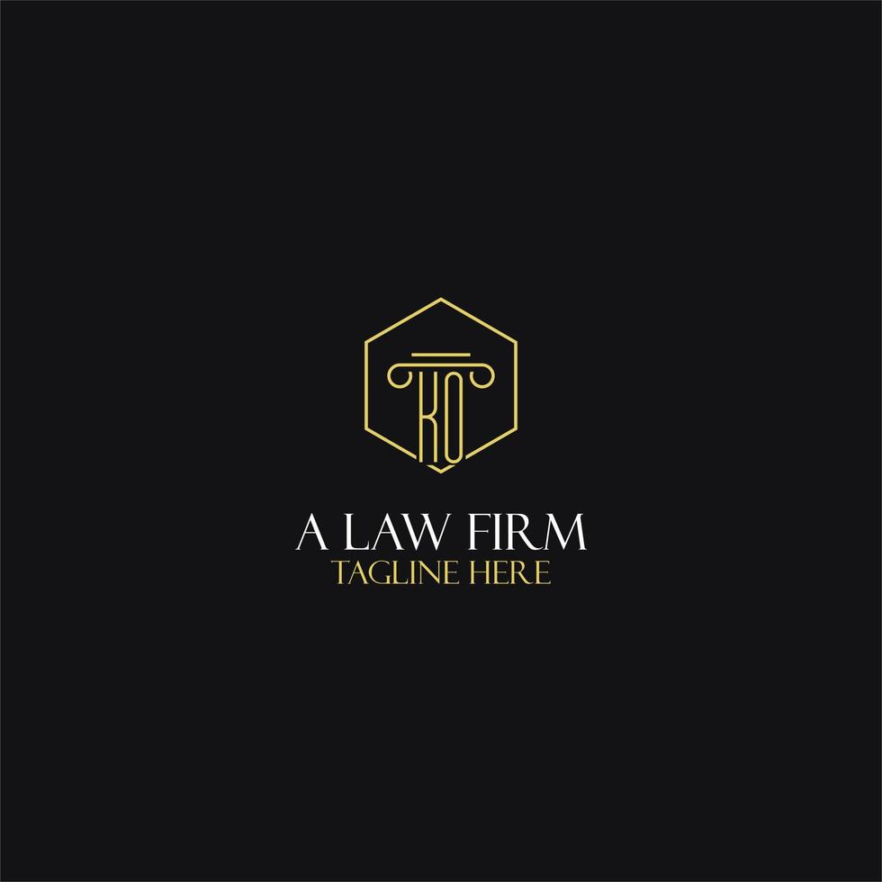 ko monogram initialen ontwerp voor legaal, advocaat, advocaat en wet firma logo vector