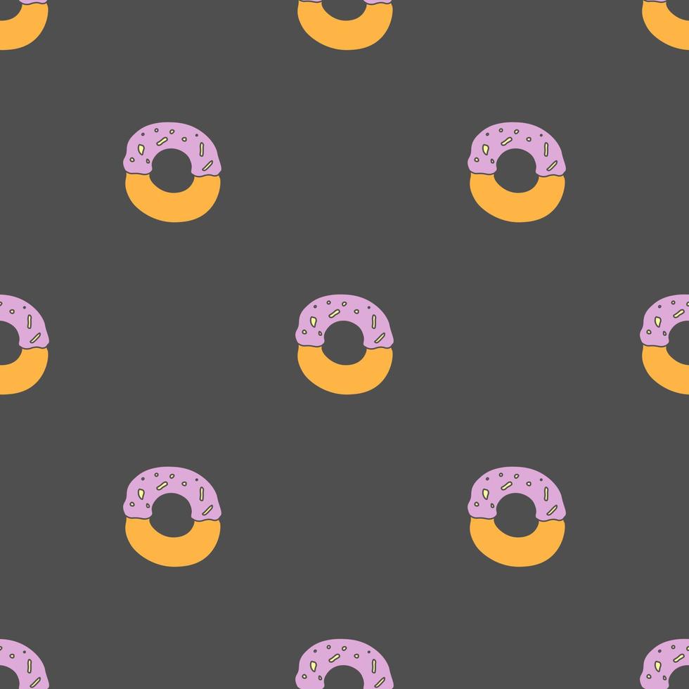 naadloos donut patroon. tekening vector patroon met donut pictogrammen. gekleurde donut achtergrond