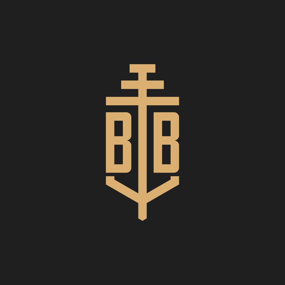 bb eerste logo monogram met pilaar pictogram ontwerp vector