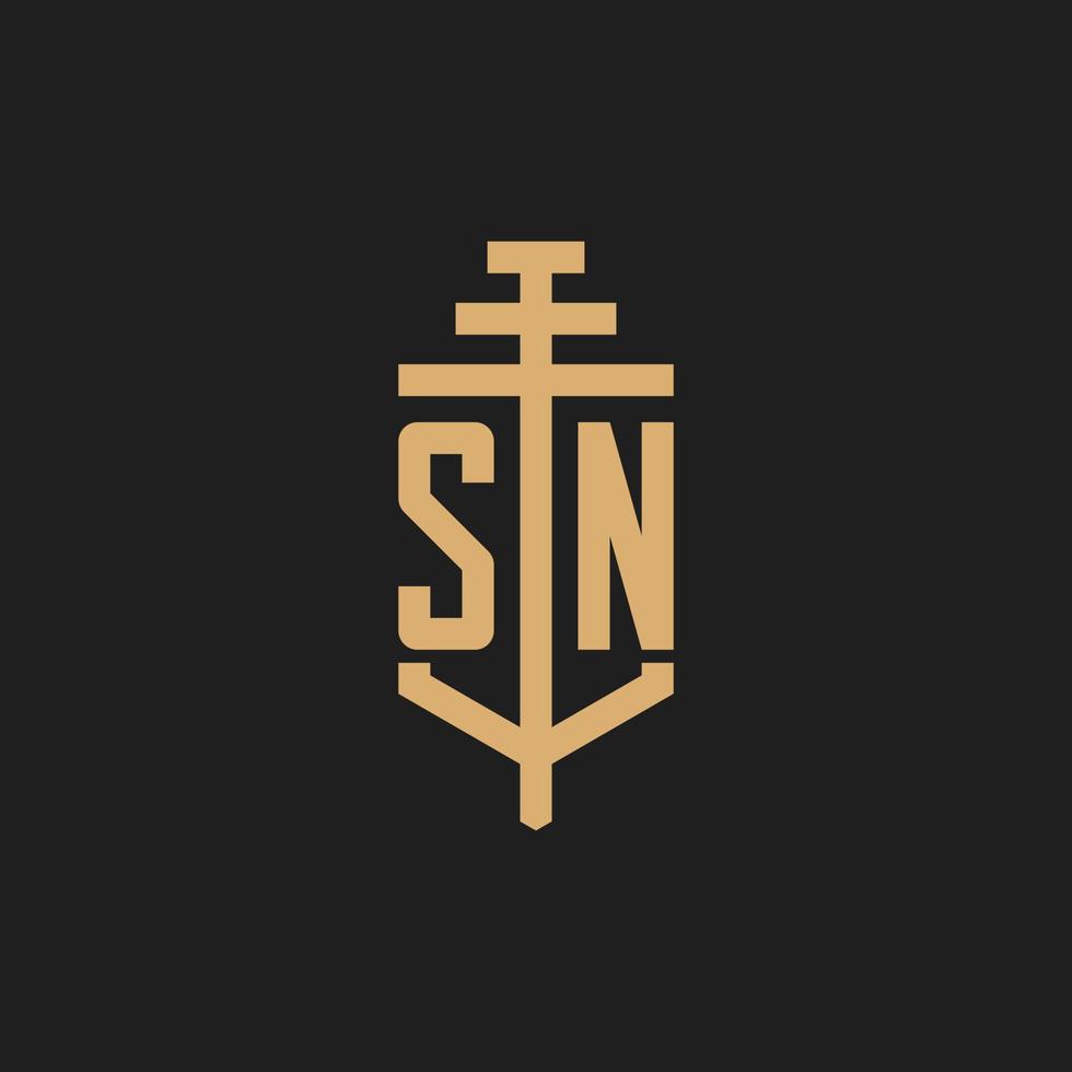 sn eerste logo monogram met pijler pictogram ontwerp vector