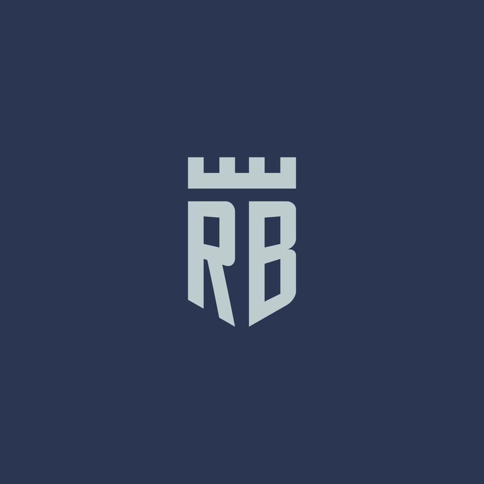 rb logo monogram met vesting kasteel en schild stijl ontwerp vector