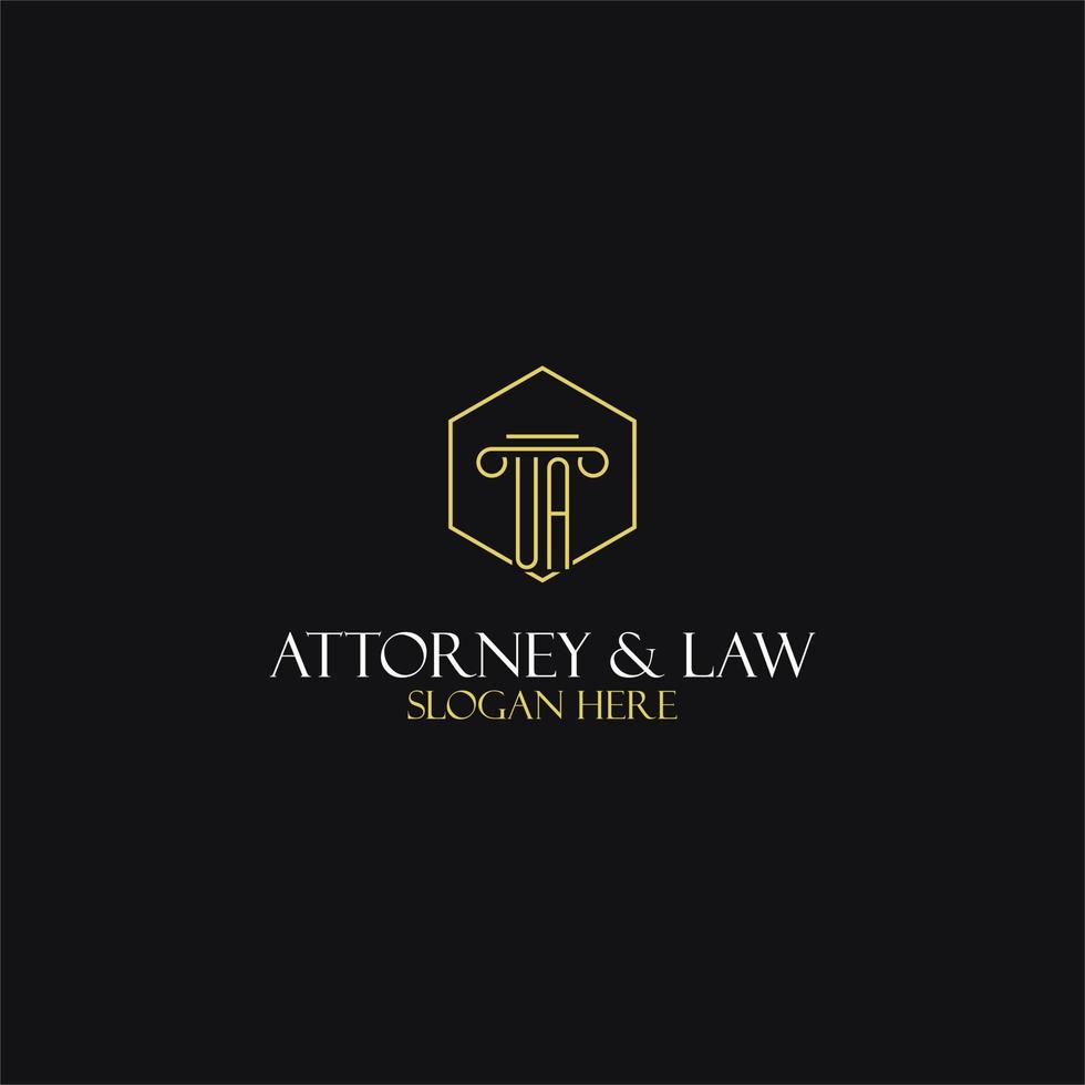 ua monogram initialen ontwerp voor legaal, advocaat, advocaat en wet firma logo vector