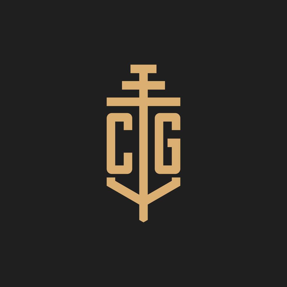 cg eerste logo monogram met pilaar pictogram ontwerp vector