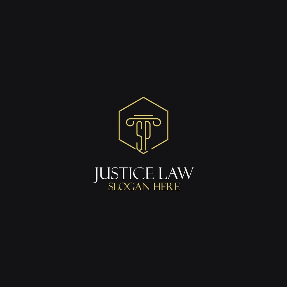 sp monogram initialen ontwerp voor legaal, advocaat, advocaat en wet firma logo vector