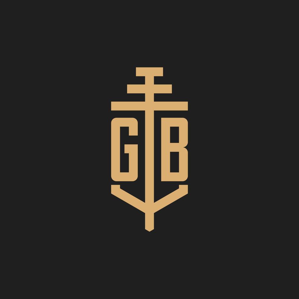 gb eerste logo monogram met pijler pictogram ontwerp vector