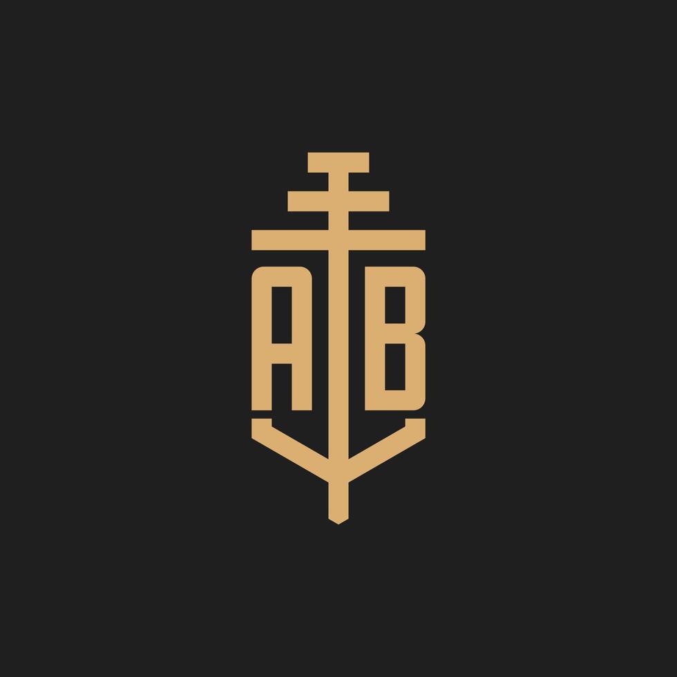 ab eerste logo monogram met pijler pictogram ontwerp vector