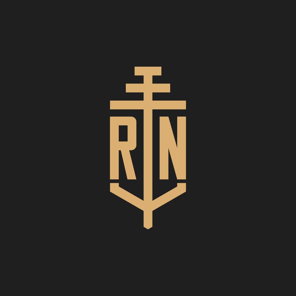 rn eerste logo monogram met pijler pictogram ontwerp vector