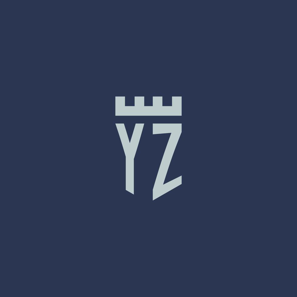 yz logo monogram met vesting kasteel en schild stijl ontwerp vector