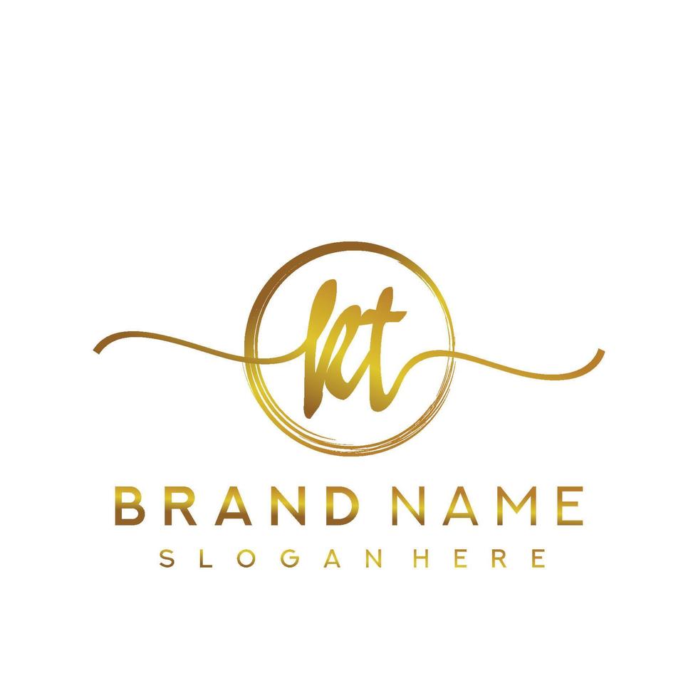 eerste kt schoonheid monogram en elegant logo ontwerp, handschrift logo van eerste handtekening, bruiloft, mode, bloemen en botanisch met creatief sjabloon. vector