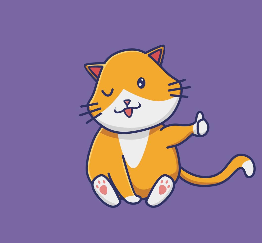 schattig kat geven een duim. tekenfilm dier natuur concept geïsoleerd illustratie. vlak stijl geschikt voor sticker icoon ontwerp premie logo vector. mascotte karakter vector