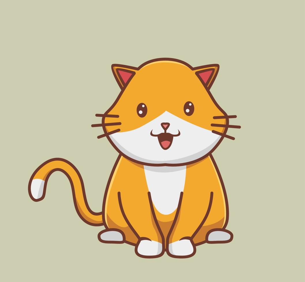 schattig kat zittend vrolijk. tekenfilm dier natuur concept geïsoleerd illustratie. vlak stijl geschikt voor sticker icoon ontwerp premie logo vector. mascotte karakter vector