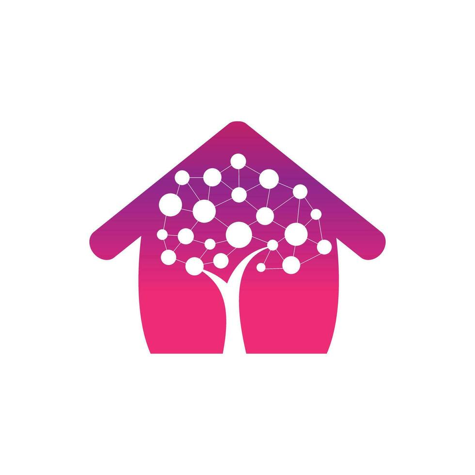 tech boom huis vorm concept logo sjabloon ontwerp. technologie, natuur, draadloze, internetten, netwerk vector logo sjabloon.