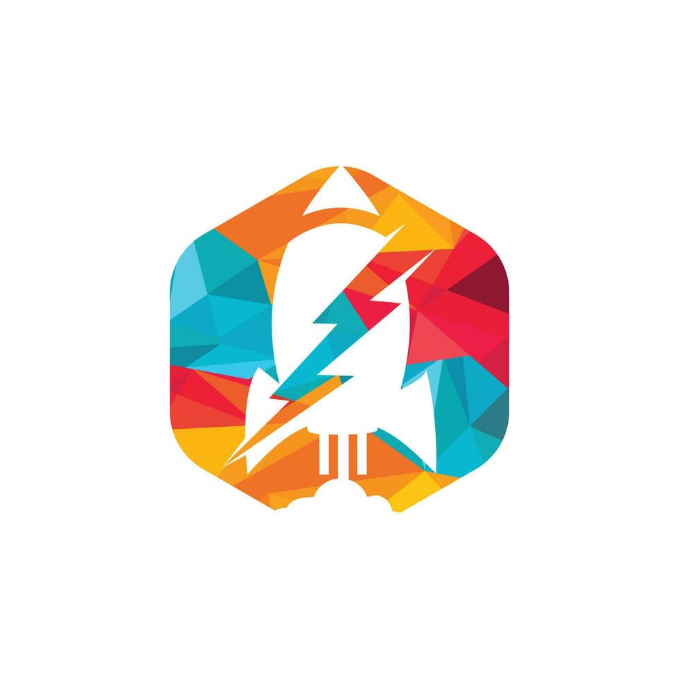 elektrisch raket vector logo ontwerp. raket en blikseminslag logo icoon.