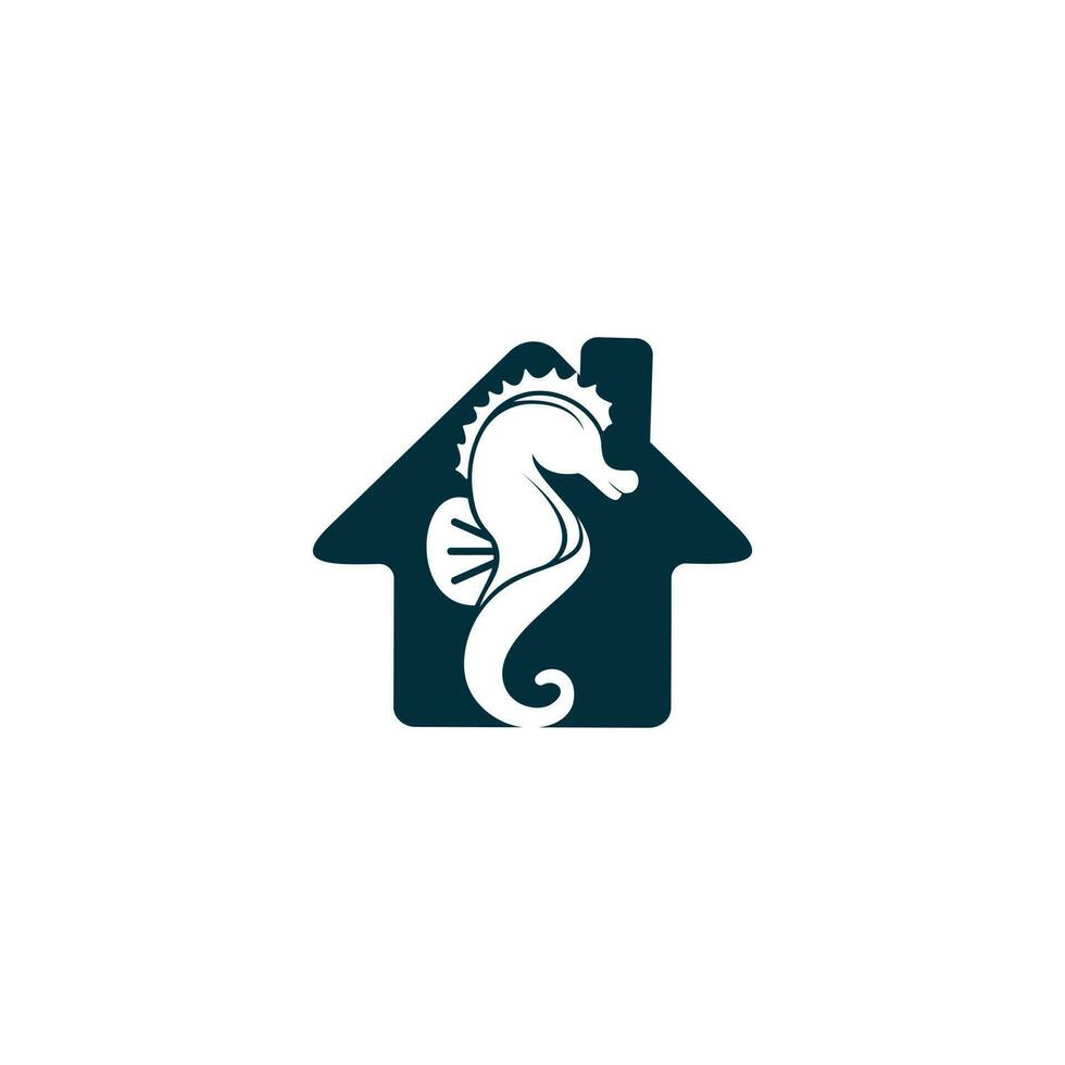 zee paard huis vector logo ontwerp.