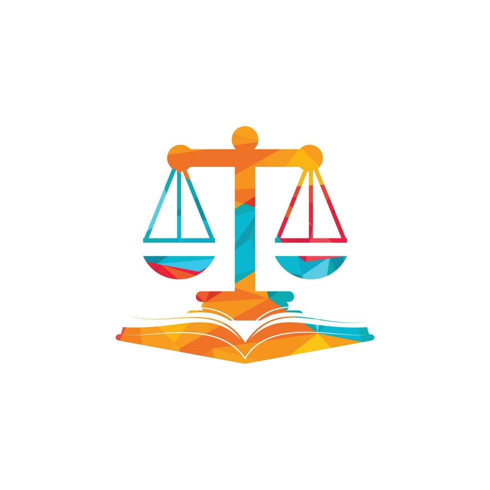 wet onderwijs logo ontwerp. vector Weegschaal en Open boek logo combinatie.