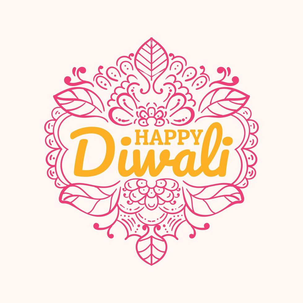 gelukkig diwali hand- belettering vector