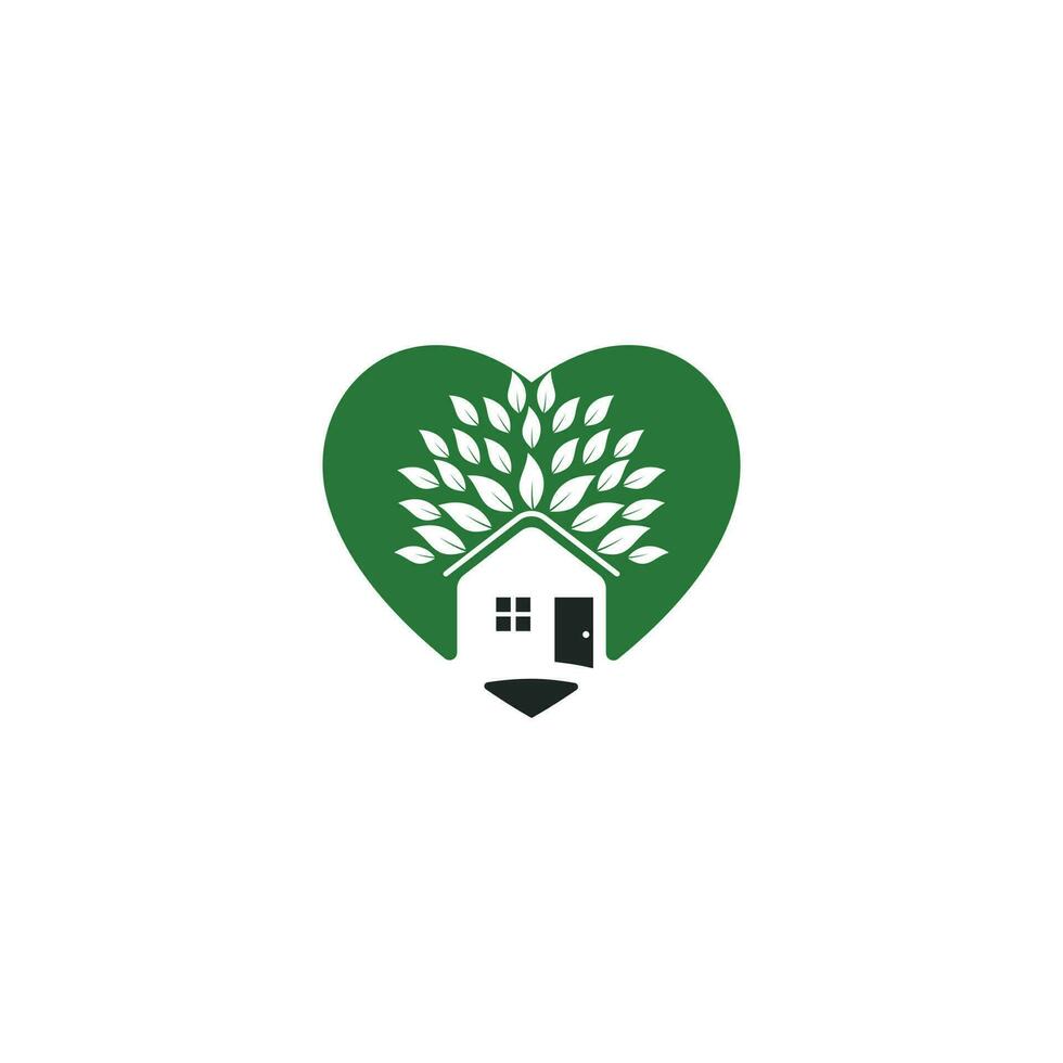 boom huis hart vorm logo ontwerp. eco huis logo ontwerp. vector