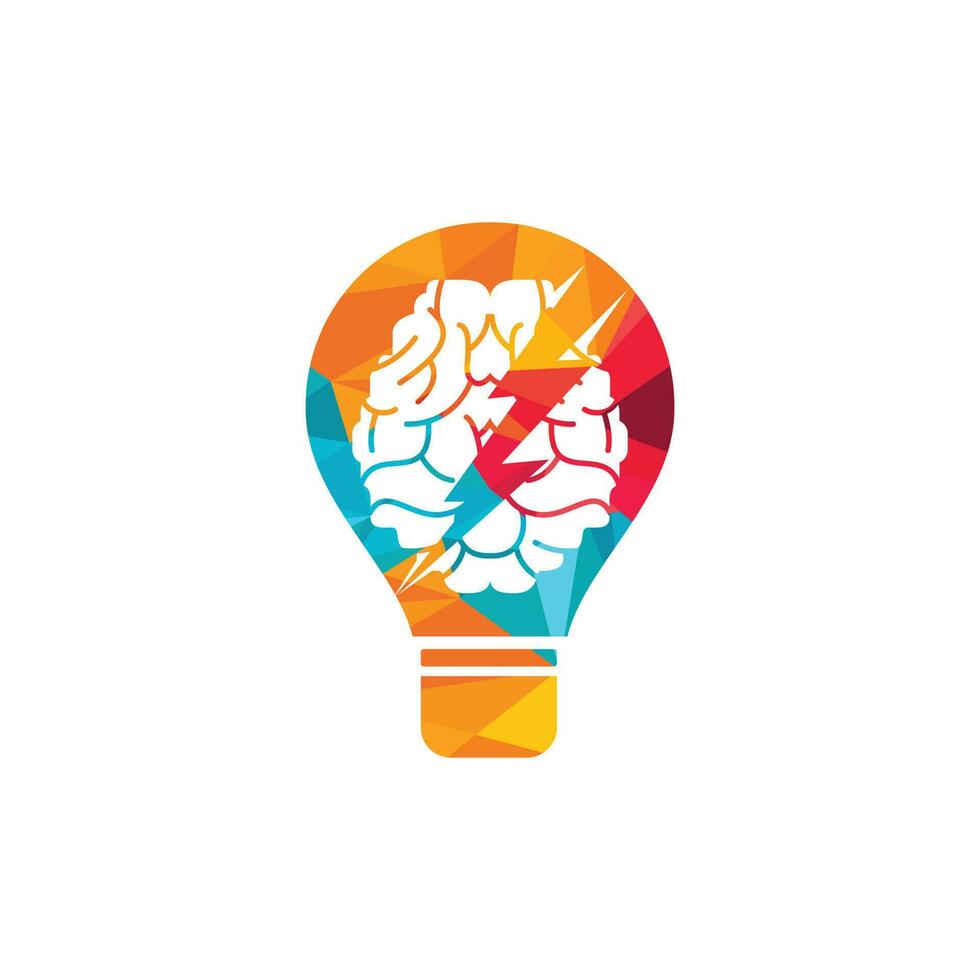 donder hersenen vector logo ontwerp. hersenen met donder en licht lamp logo icoon.