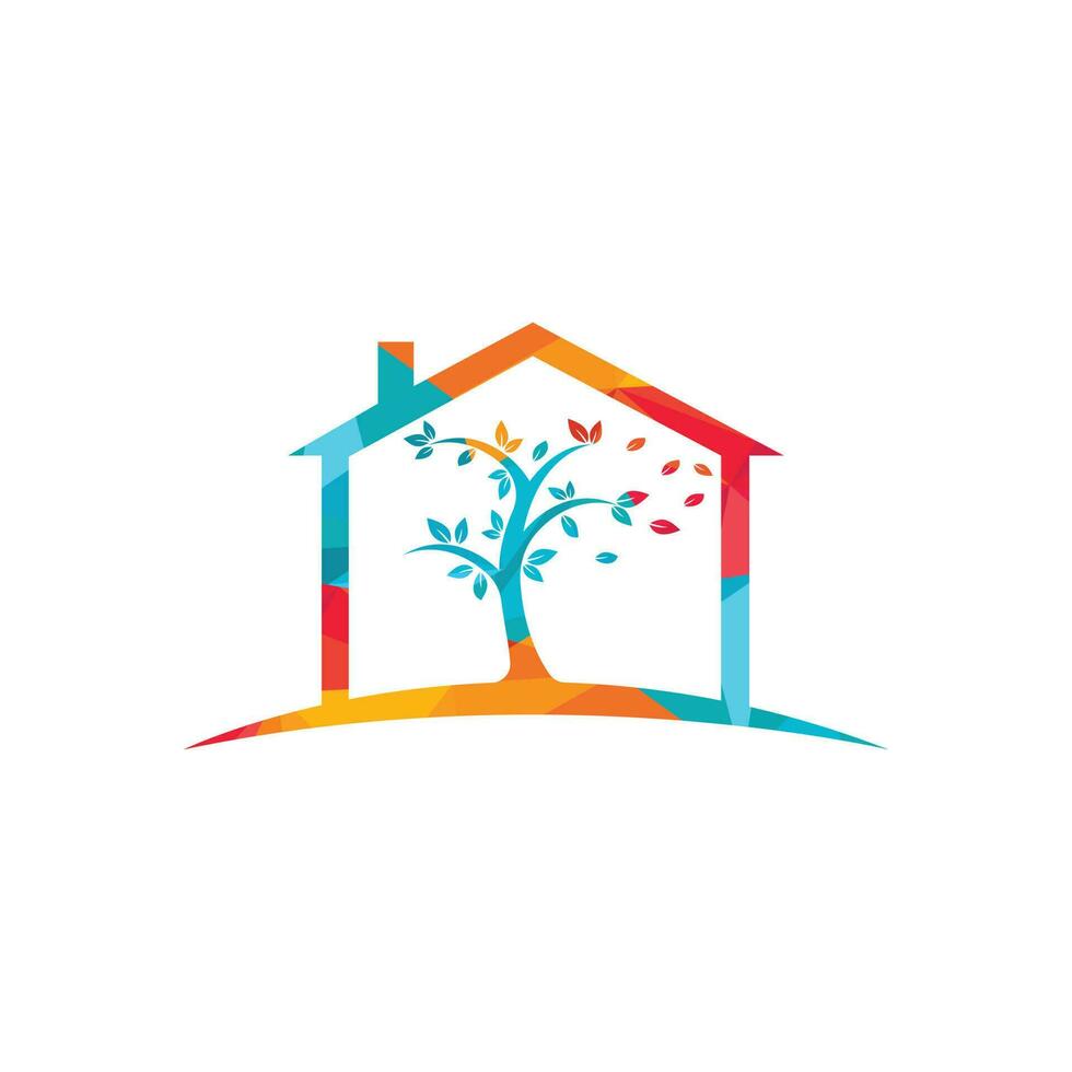 boom huis logo ontwerp. minimaal boom huis logo bedrijf en bedrijf. eco huis vector ontwerp sjabloon.
