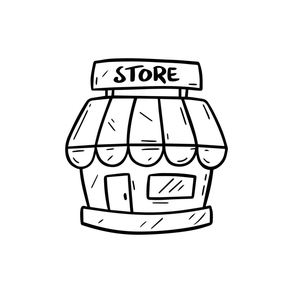 op te slaan winkel hand- getrokken tekening schetsen illustratie icoon vector