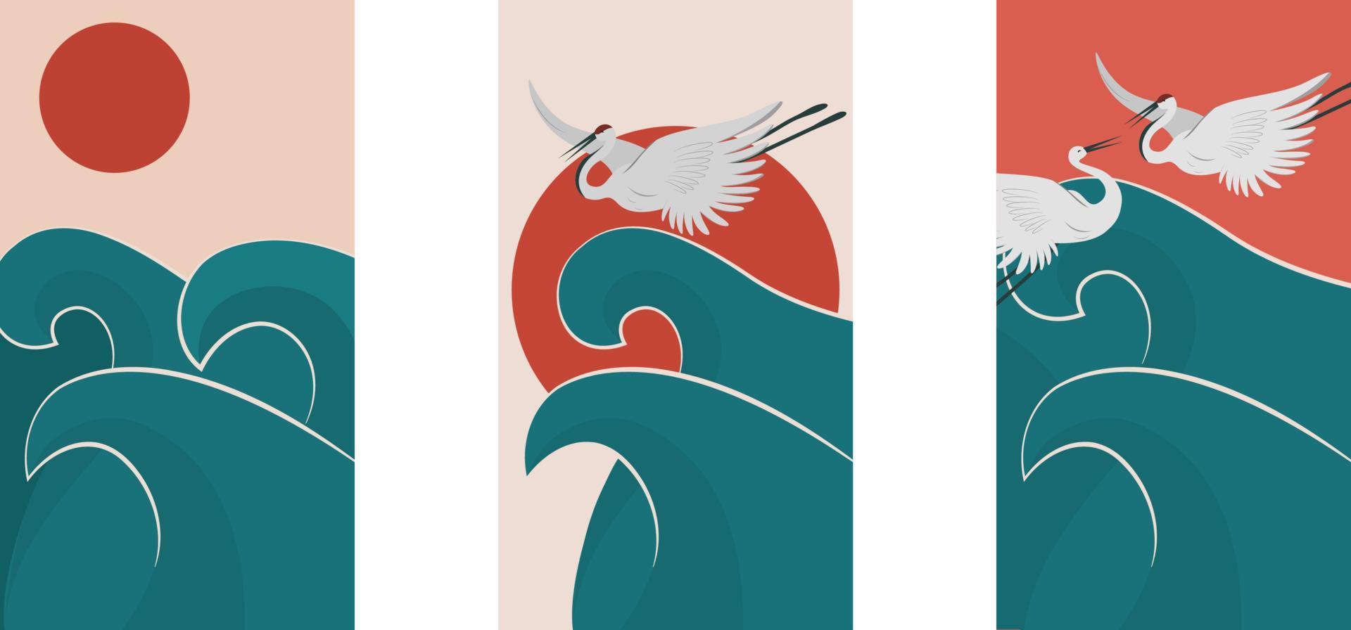 Japans posters met reiger vector