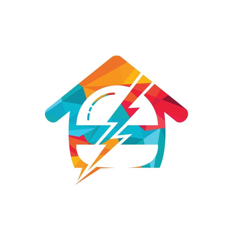 flash hamburger vector logo ontwerp. hamburger met onweersbui en huis icoon logo.