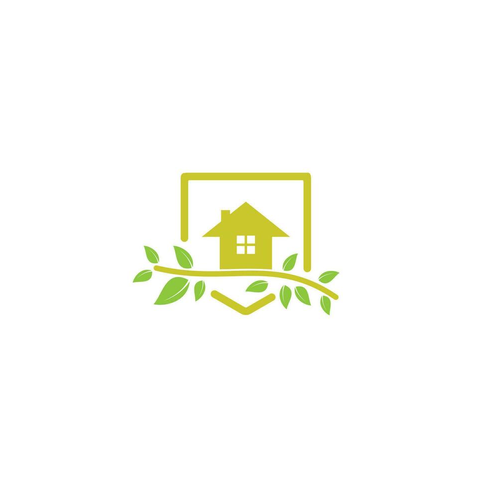 groen boom huis logo sjabloon. universeel omkeerbaar energie logo concept vector
