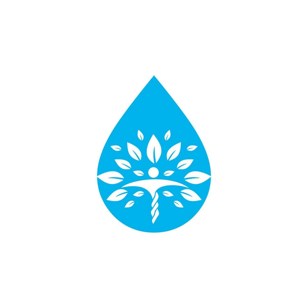 water laten vallen met menselijk boom icoon vector logo ontwerp. natuur fabriek water voorjaar logo water laten vallen natuurlijk ontwerp vector.