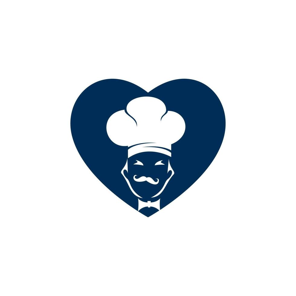 chef met hart logo ontwerp. liefde Koken logo ontwerp sjabloon. vector