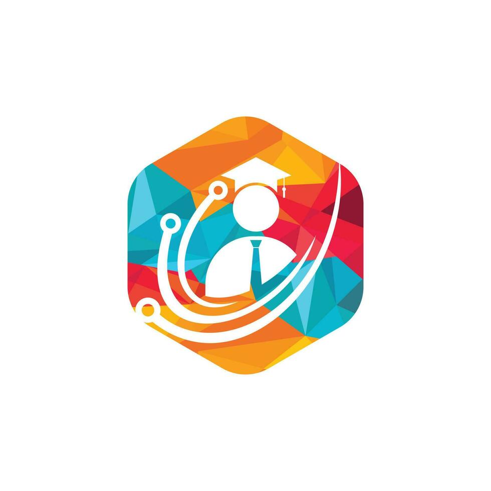 onderwijs tech vector logo ontwerp. digitaal school- logo concept.