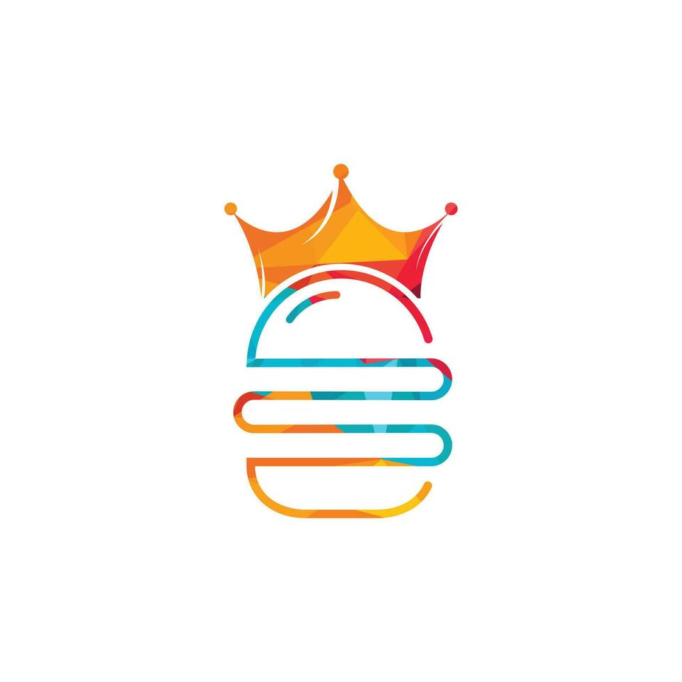 hamburger koning vector logo ontwerp. hamburger met kroon icoon logo concept.