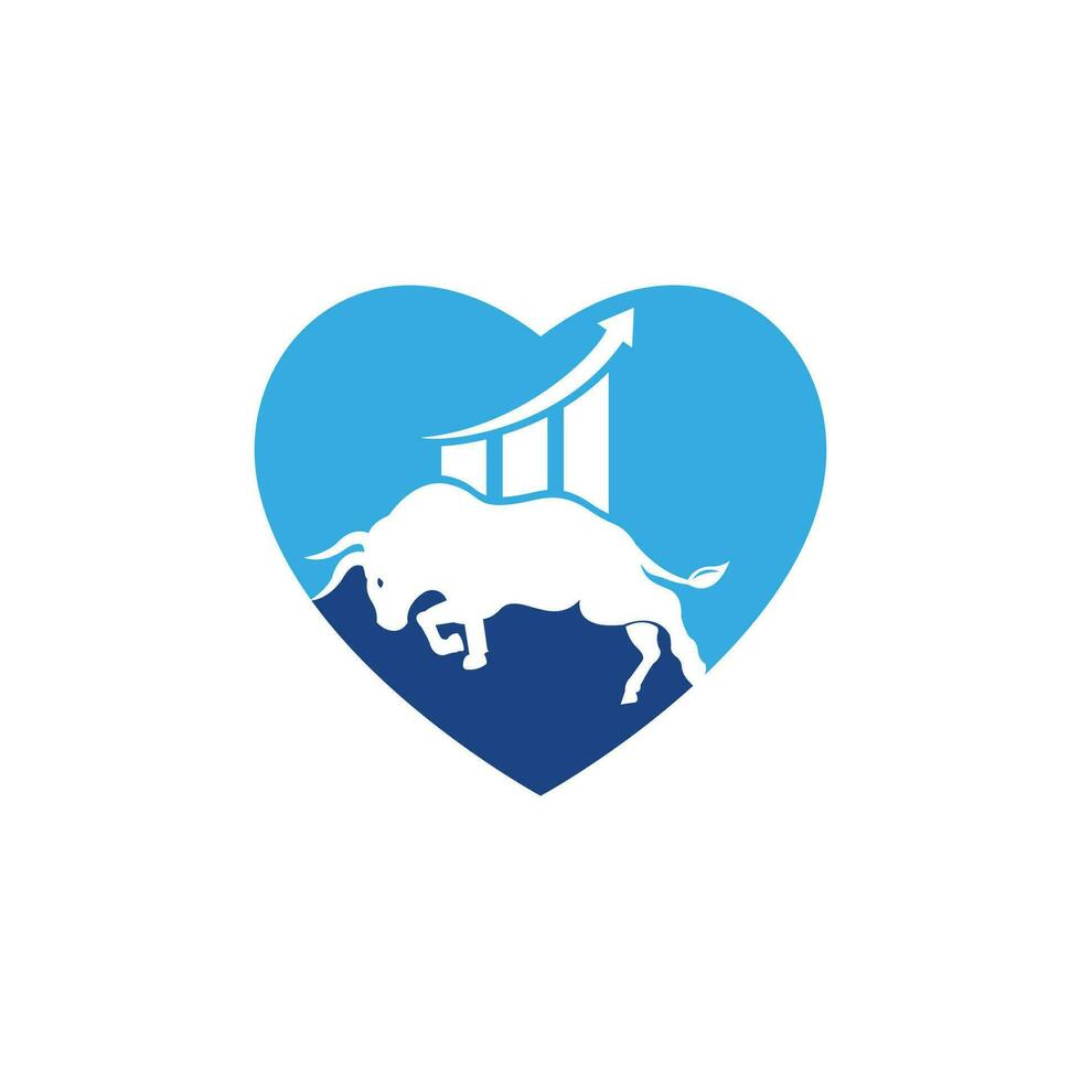 financiële stier logo ontwerp. handel bull grafiek, financiële logo. economie financiën grafiek bar zakelijke productiviteit logo pictogram. vector