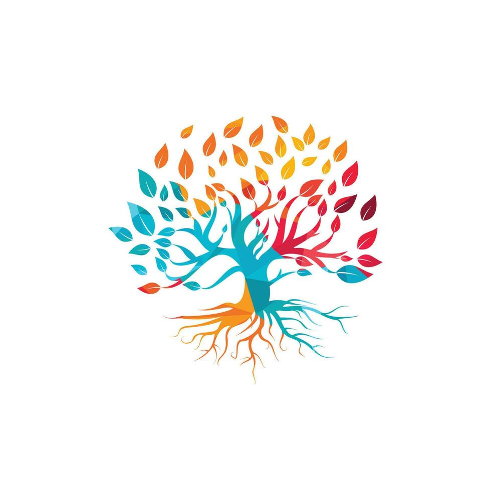 boom wortel logo vector ontwerp illustratie. boom van leven logo ontwerp inspiratie.