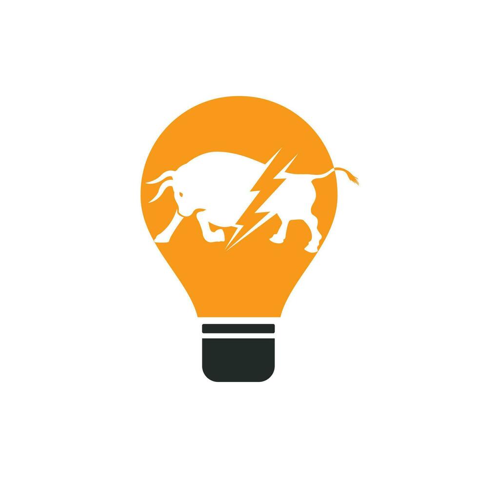 stier met donder en licht lamp logo ontwerp. flash elektrisch energie in stier. vector