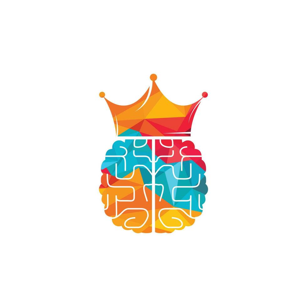 hersenen koning logo vector ontwerp.