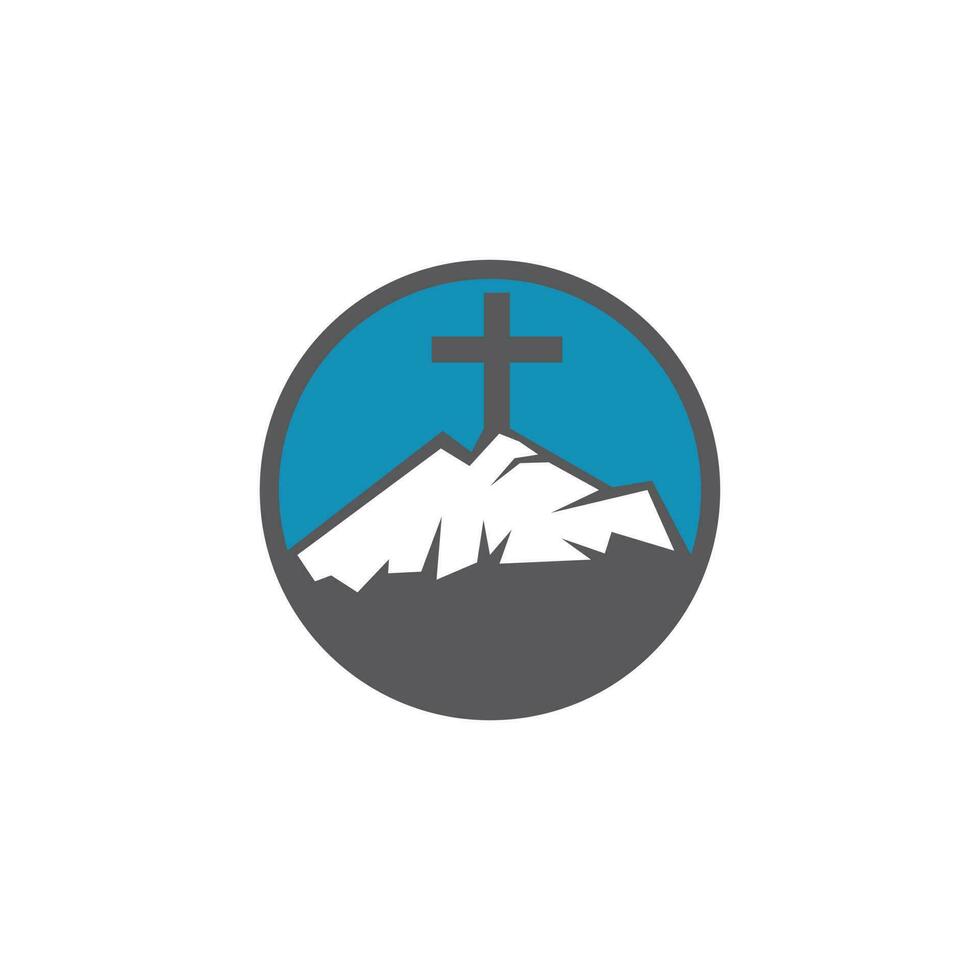 baptist kruis in berg logo ontwerp. kruis Aan top van de berg. vector