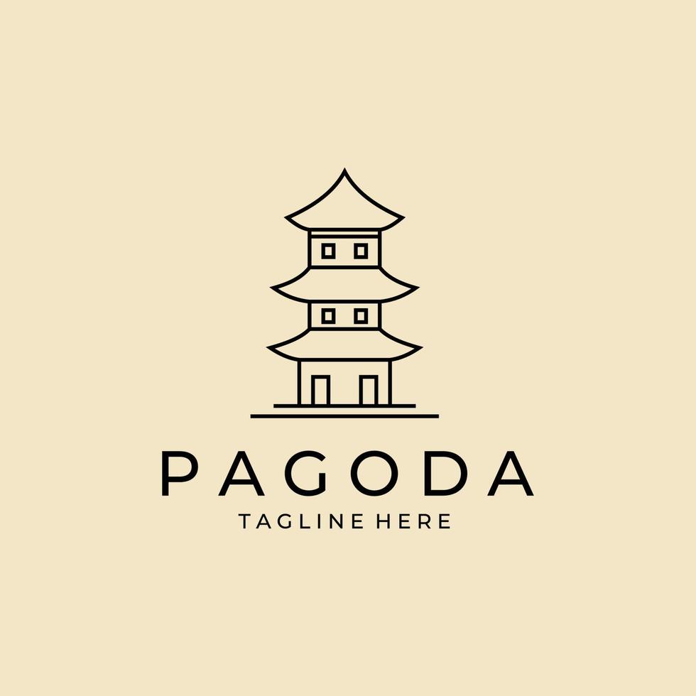 pagode logo icoon lijn kunst vector ontwerp