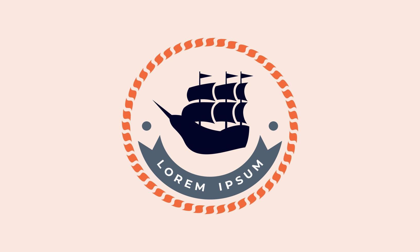 avontuur boot, zeilboot en boot reis logo ontwerp vector sjabloon