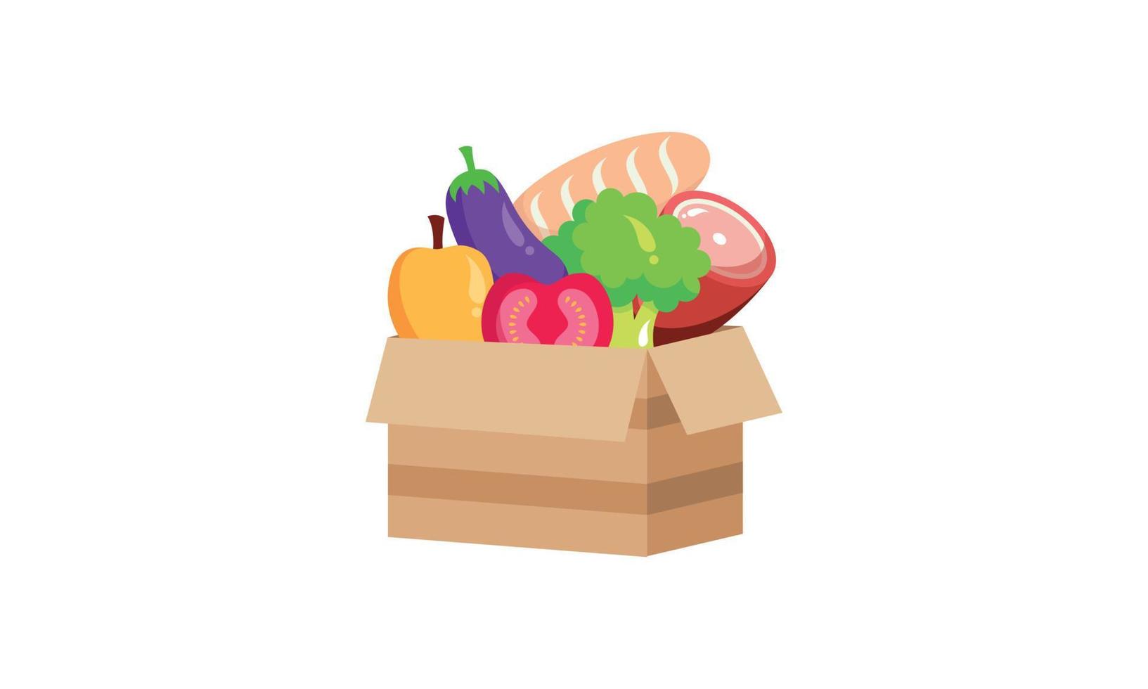 tekenfilm van bijdrage voedsel doos geïsoleerd Aan wit achtergrond vector
