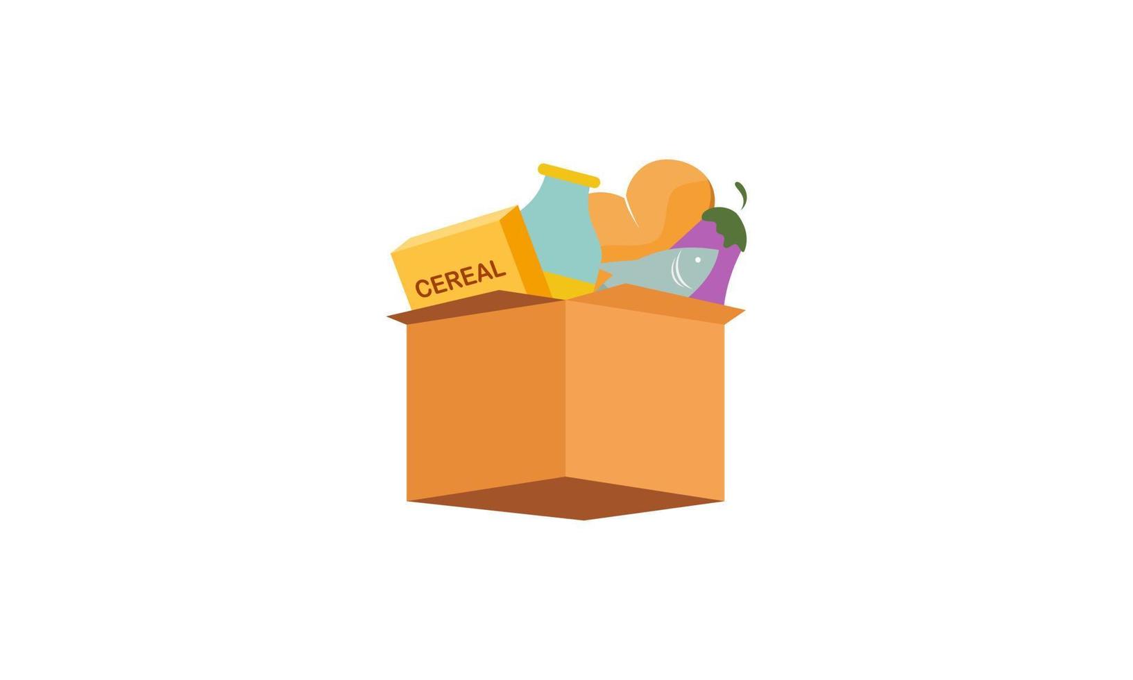 tekenfilm van bijdrage voedsel doos geïsoleerd Aan wit achtergrond vector