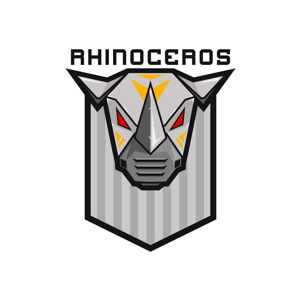 metaal robot hoofd neushoorn schild logo gamer esport illustratie symbool ontwerp vector