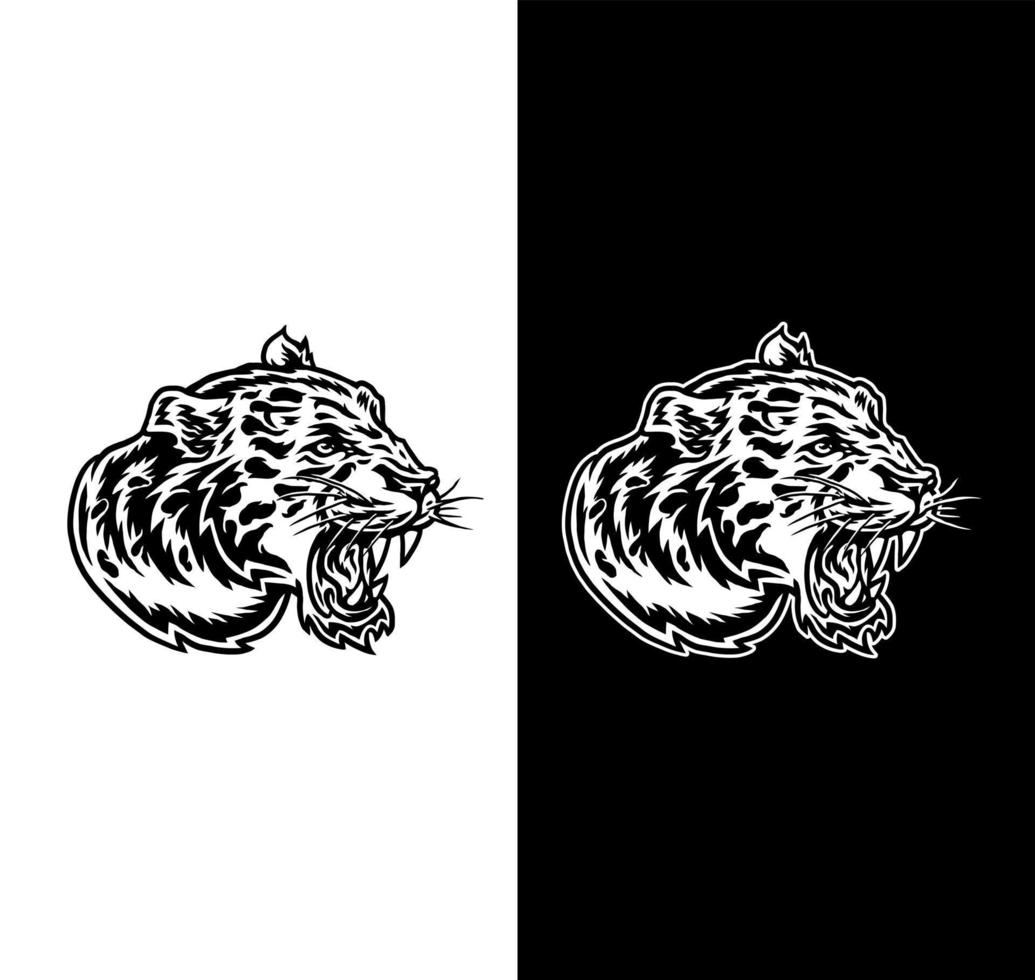 jaguar hoofd kant visie, geïsoleerd Aan donker en helder achtergrond vector