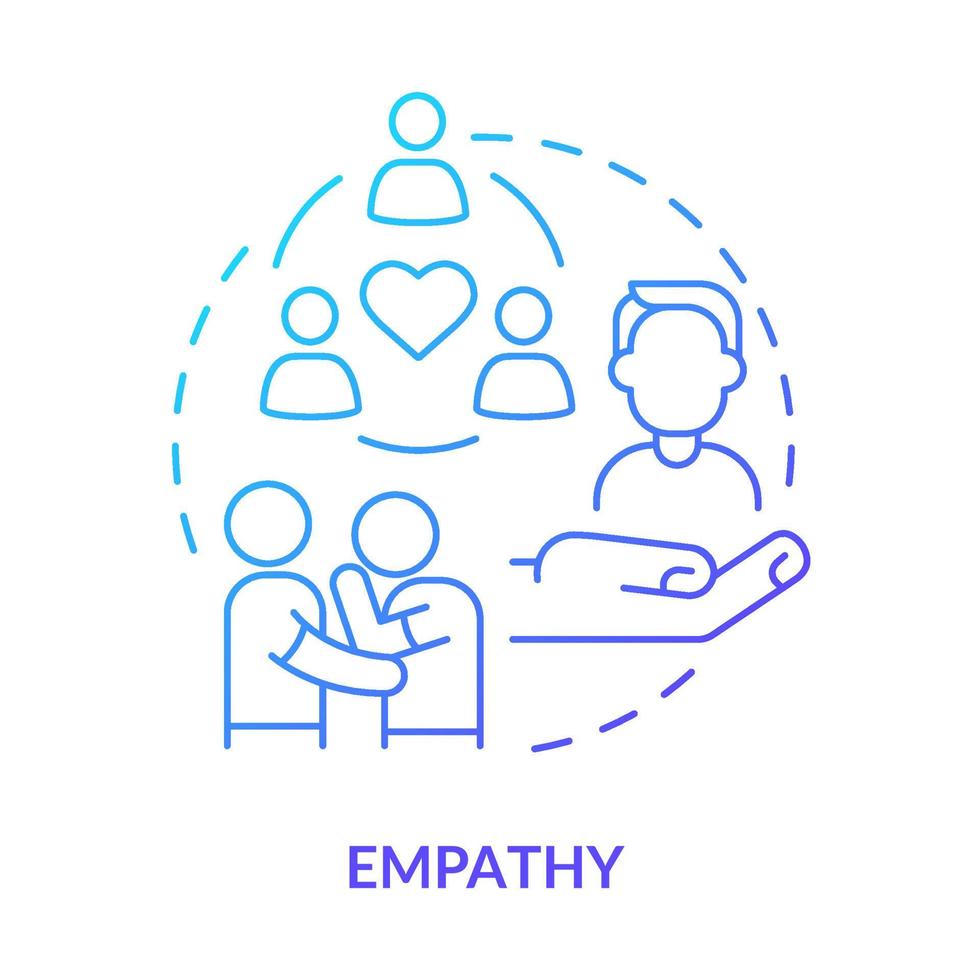 empathie blauw helling concept icoon. zacht vaardigheid voor carrière succes abstract idee dun lijn illustratie. sharing emoties en gevoelens. geïsoleerd schets tekening. vector