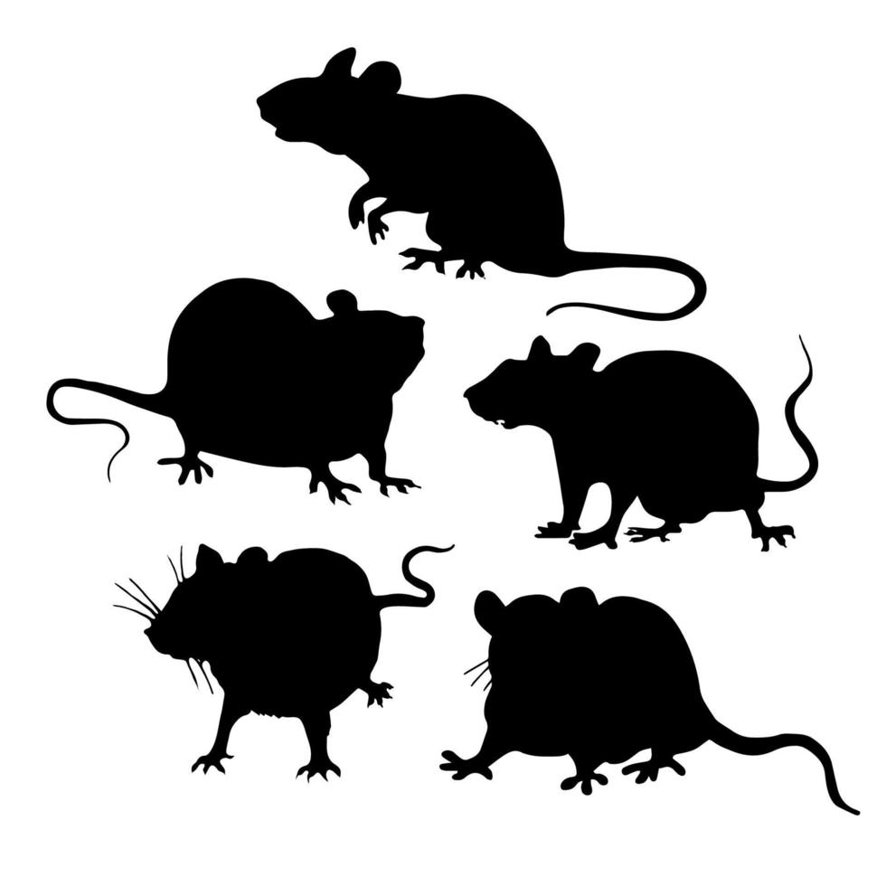 vector naadloos patroon met ratten silhouetten. Chinese nieuw jaar van de Rat achtergrond.