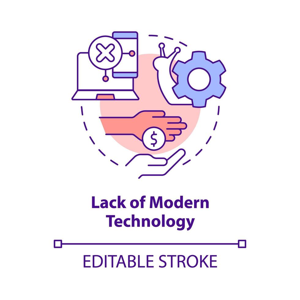 gebrek van modern technologie concept icoon. geld tekort. probleem in openbaar scholen abstract idee dun lijn illustratie. geïsoleerd schets tekening. bewerkbare hartinfarct. vector