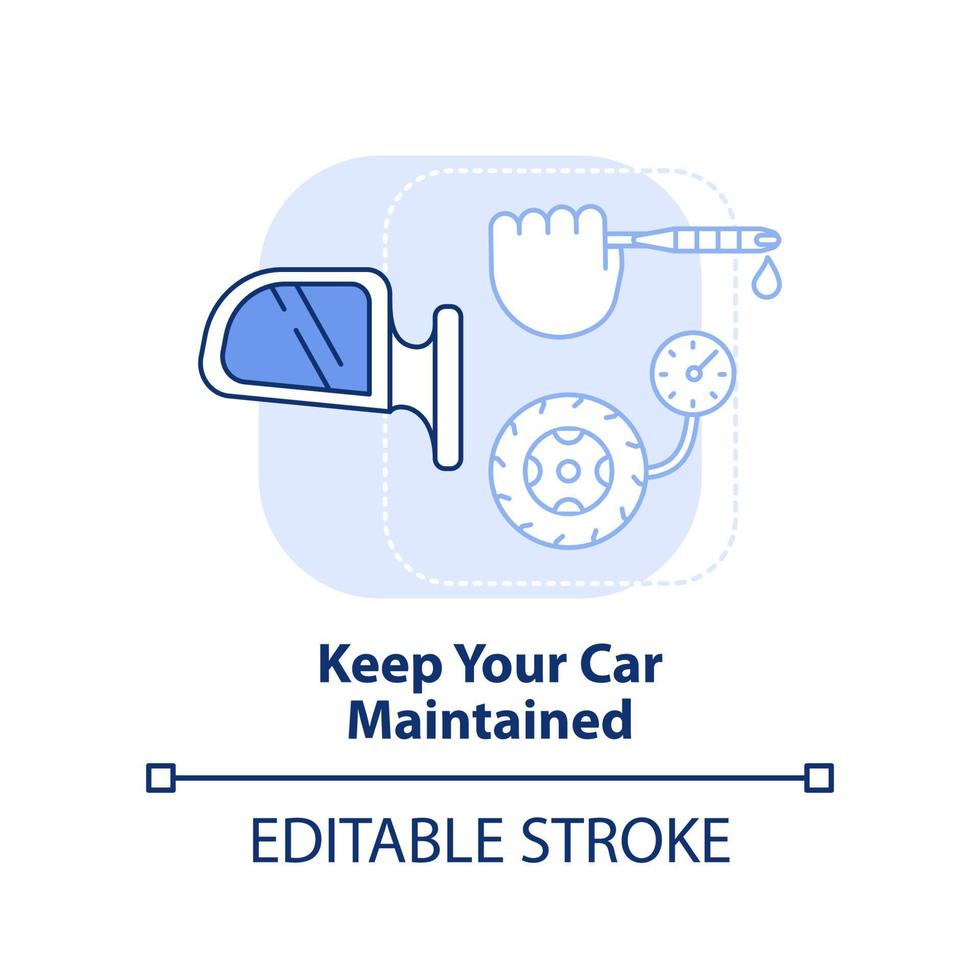 houd uw auto onderhouden lichtblauw concept icoon. motorolie. road trip advies abstracte idee dunne lijn illustratie. geïsoleerde overzichtstekening. bewerkbare streek. vector