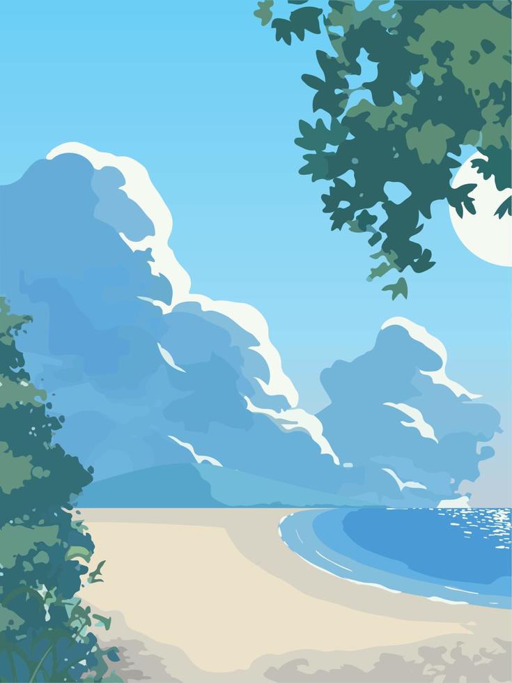 anime strand landschap vector