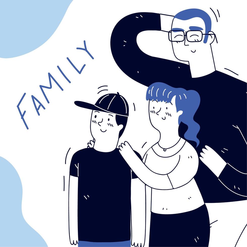 gelukkig familie, lijn kunst vector