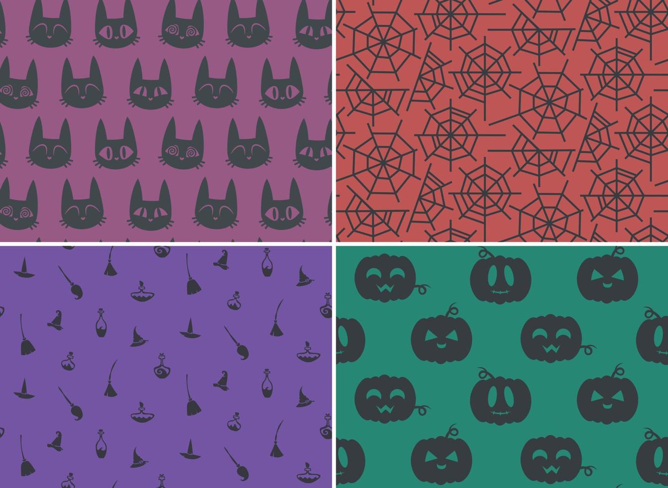 reeks van halloween naadloos patronen. spookachtig texturen in vlak stijl. vector