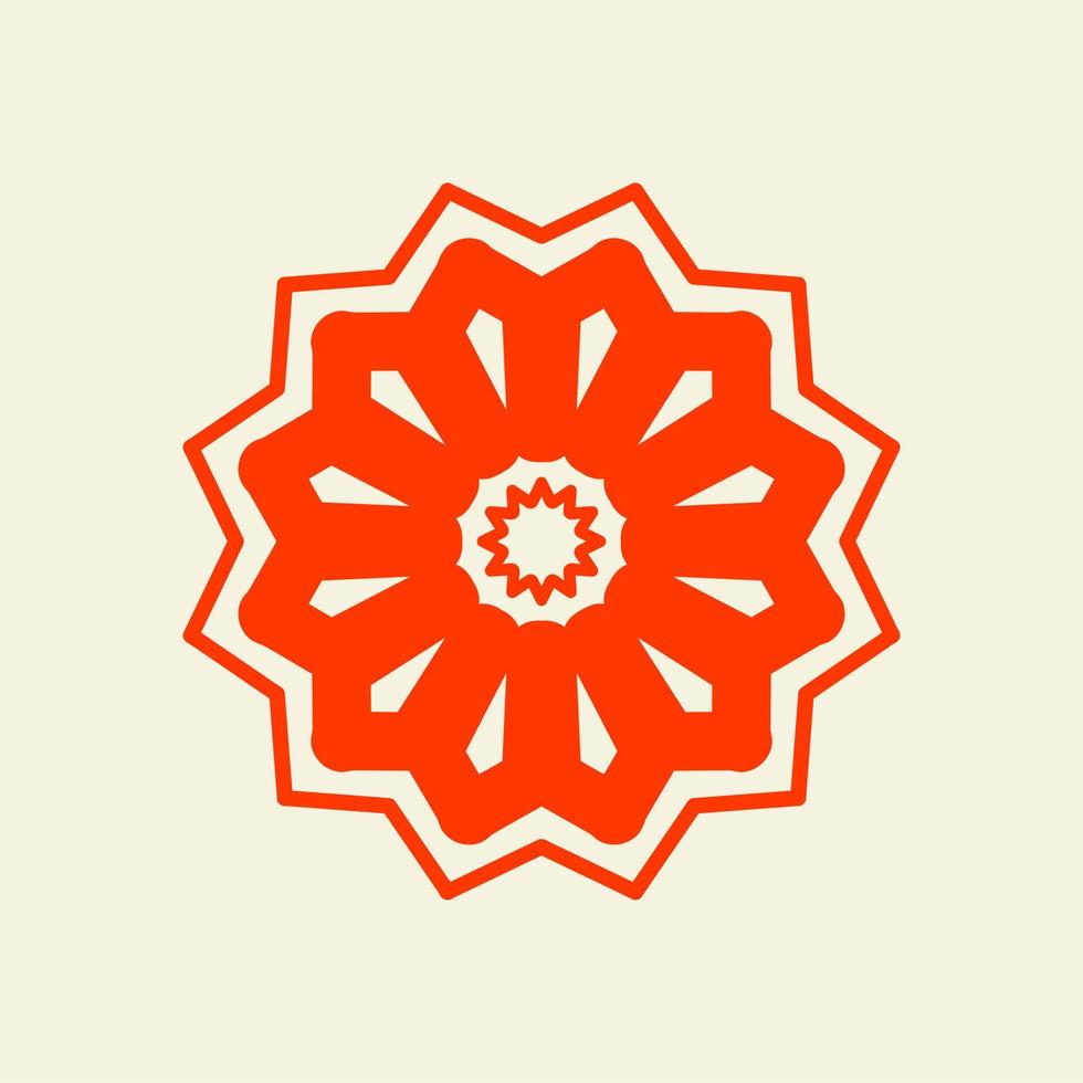 mandala van kleur donker oranje met een pastel achtergrond vector illustratie ontwerp